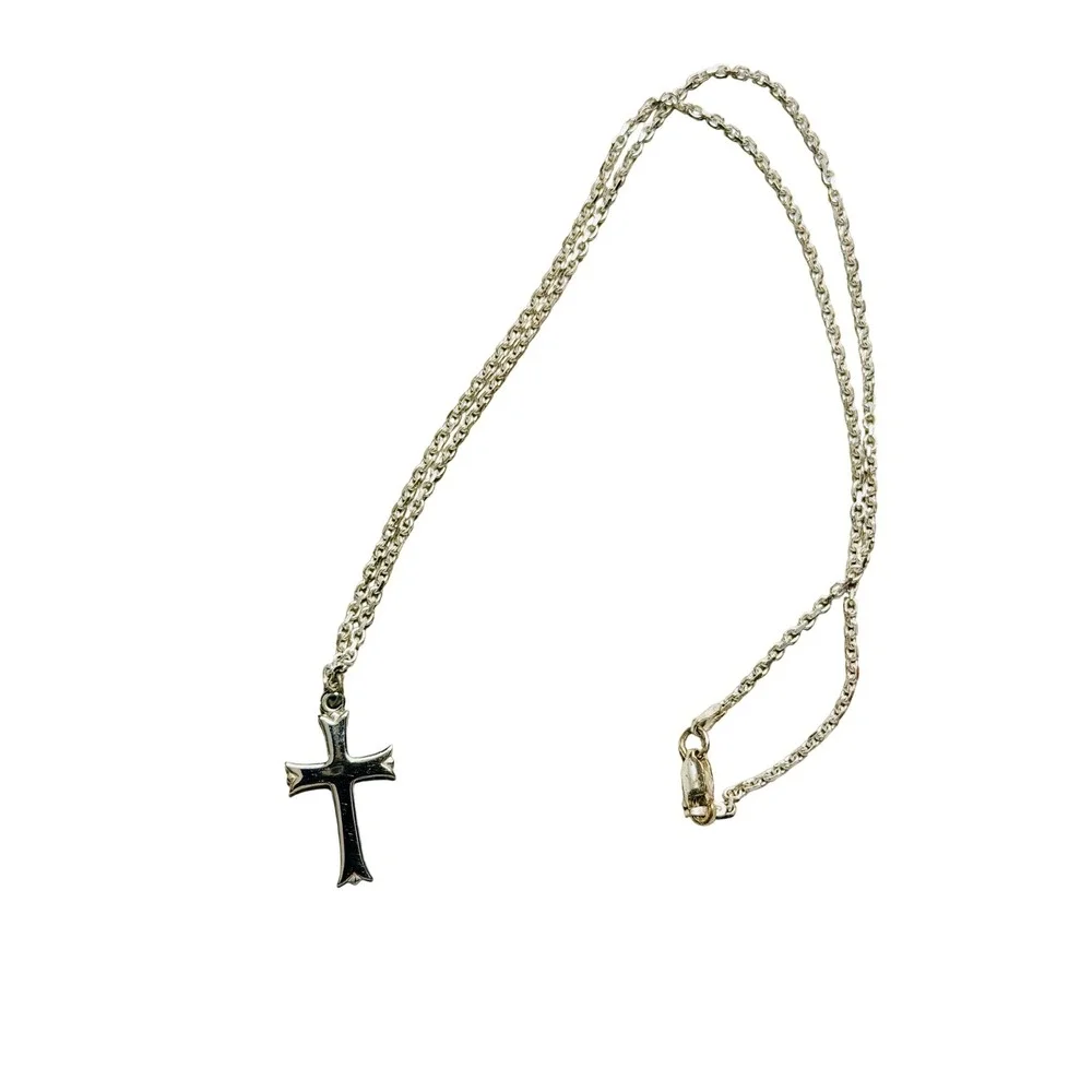 Sterling Silver Cross Pendant Necklace 925 Cable Chain Religious Jewelry
